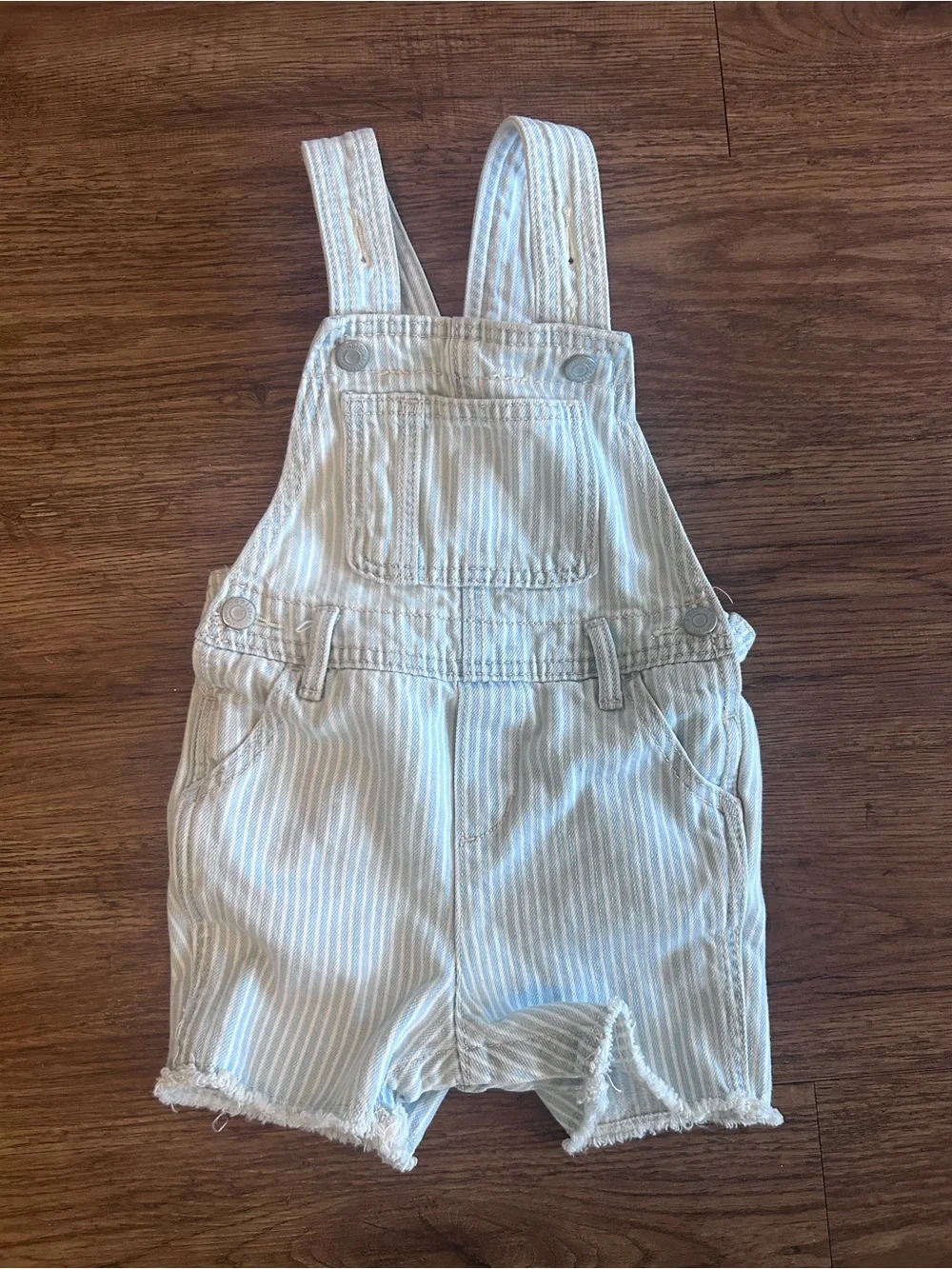 Old Navy Cream and Light Blue Striped Kids Shortalls